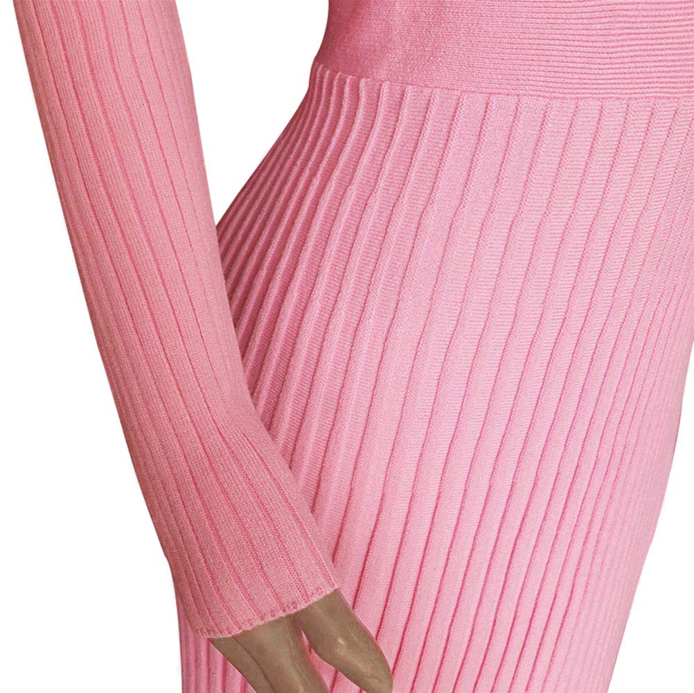 Minetom Damen Cocktail Festlich Hochzeit Party Kleid Langarm Winter Pullover Strickkleid Sweatkleid Elegant Midi Plissee Abendkleid