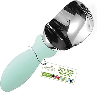 Spring Chef Stainless Steel Ice Cream Scoop with Soft Grip Handle, Mint