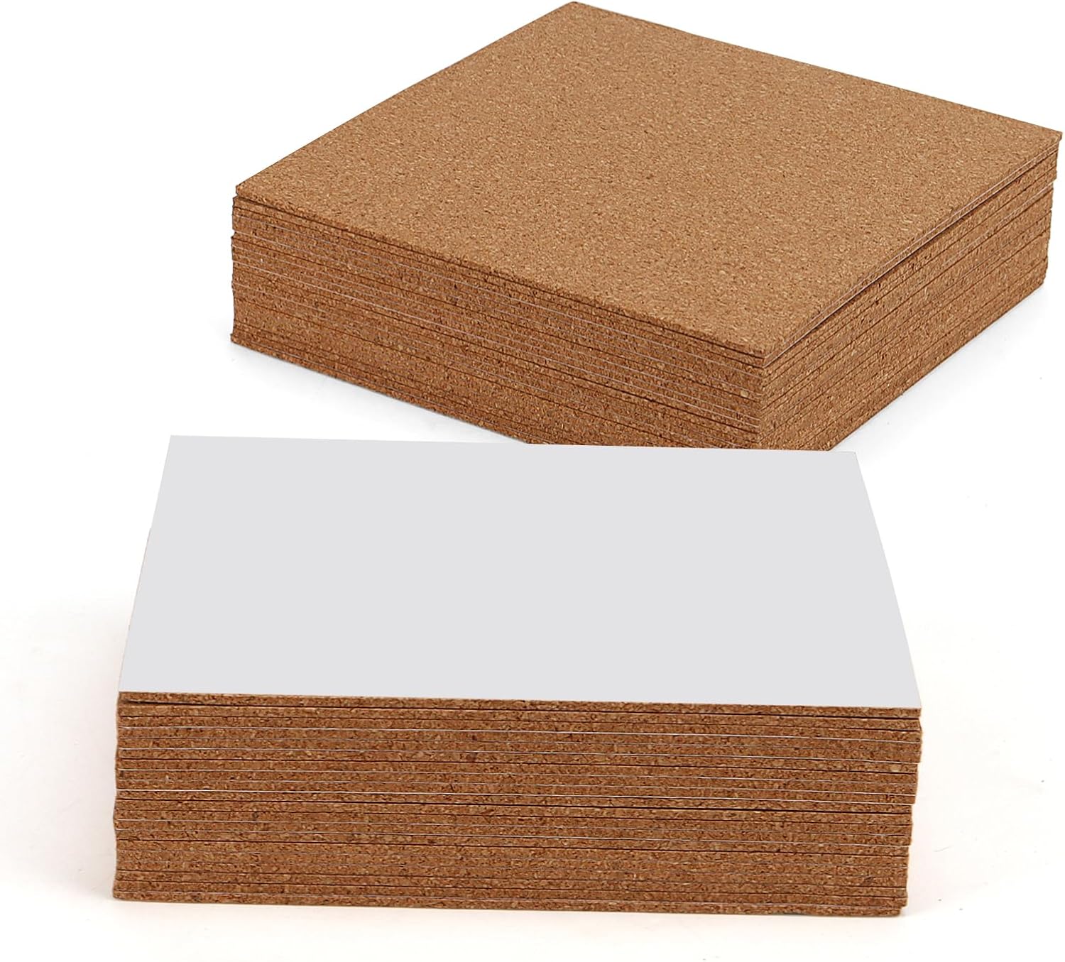 SHEUTSAN 40 Pcs 6 x 6 Inch Self Adhesive Squares Cork Sheets, 1/12 Inch Cork Coaster Backing, Sticky Back Board for DIY Crafts, Tiles