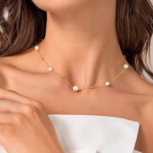 Miniatura 2 de Dainty Pearl Choker Necklace for Women Shining Pearl Necklace Adjustable Birthday Gift for Her
