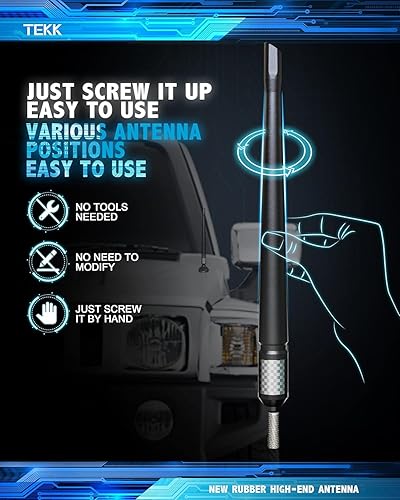 Vista 33 de TEKK Carbon Fiber Short Antenna Compatible with Street Glide/Road Glide Motorcycles 1998-2026/7.9 Inches Premium Flexible Rubber/Designed for