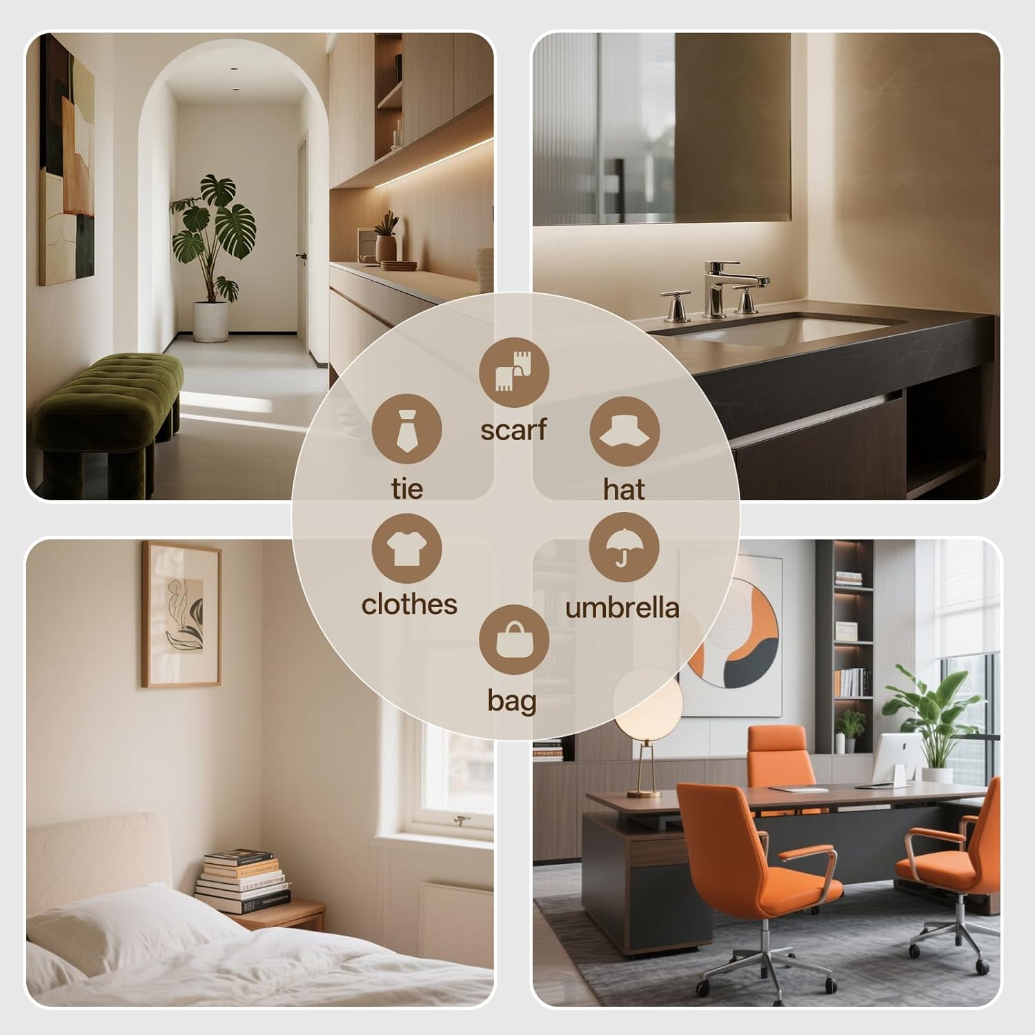 Liron Hardware 5 Pack Round Coat Hooks Wall Mounted Towel Hooks Shower Hooks for Bathroom Wall Hanging Heavy Duty Double Hook Gold