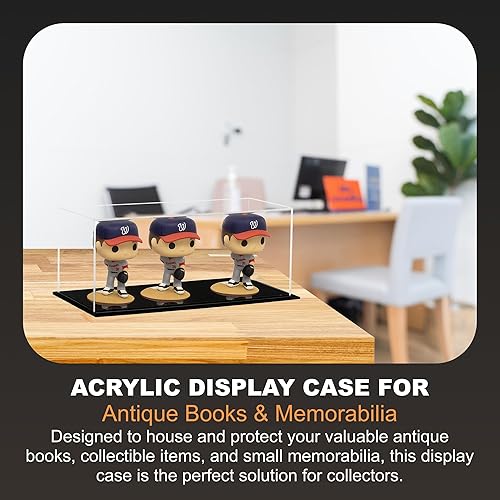 Vista 89 de Better Display Cases Versátil vitrina de acrílico transparente - Caja rectangular grande con base blanca 18" x 12" x 3" (BK09)