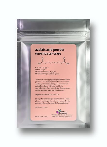 Azelaic Acid Powder (2 Oz / 56 Gram) 99.9% Azelaic Acid Fine Powder for Making DIY Azelaic Acid Cream, Gel and Azelaic Acid Serum by Talsen Chemicals
