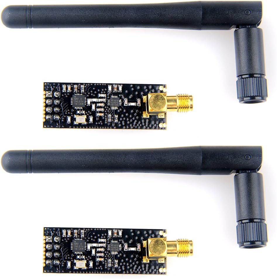 MakerFocus 2pcs nRF24L01+PA+LNA Wireless Transceiver RF Transceiver Module 2.4G 1100m with SMA Antenna for Arduino