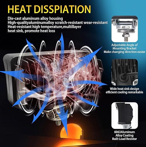 Miniatura 3 de Paquete de 2 barras de luz LED de 6.3 pulgadas y 45 W, luces de trabajo LED de 4500 lm, 12 voltios24 voltios, faros delanteros rectangulares