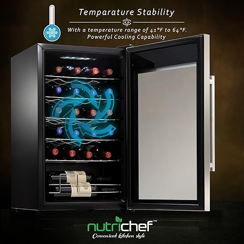 Vista 20 de NutriChef - Refrigerador para 12 botellas de vino termoeléctrico, para encimera Refrigerador, refrigerador de funcionamiento silencioso, Compresor