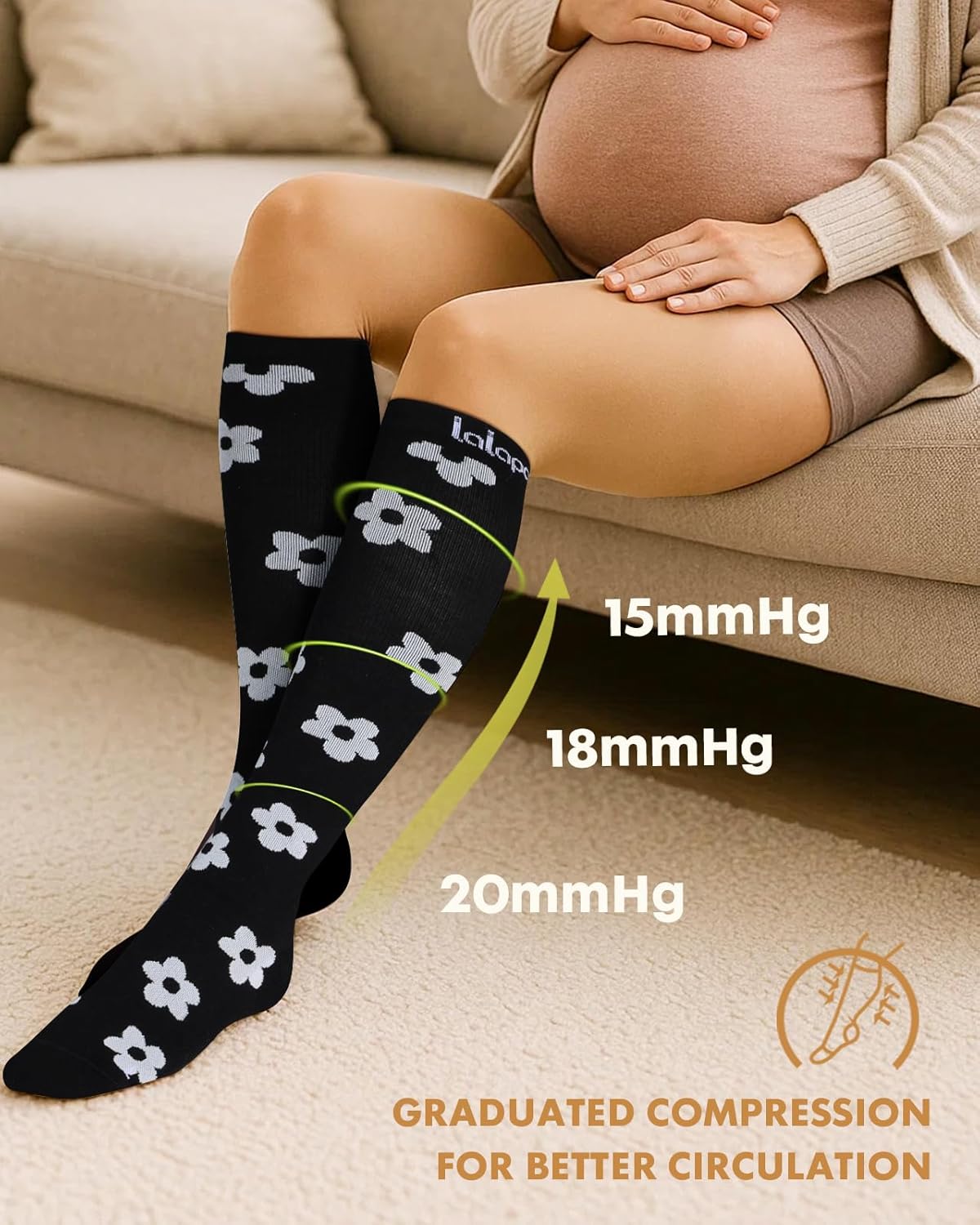 Thick Soft Cotton Compression Socks for Women Men 15-20mmHg Knee High Breathable Cotton Socks for All Day Comfort - Image 5