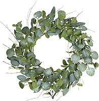 20-Inch Eucalyptus Wreath for Front Door - Farmhouse Green Year-Round Spring Summer Wreath with Berries, Indoor Outdoor Decor