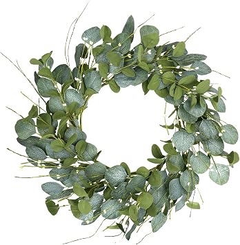 LLZLL 20inch Eucalyptus Wreaths for Front Door Spring and Summer Green Wreath with Berries Farmhouse Door Wreath Year Round Wreaths for Front Door Indoors