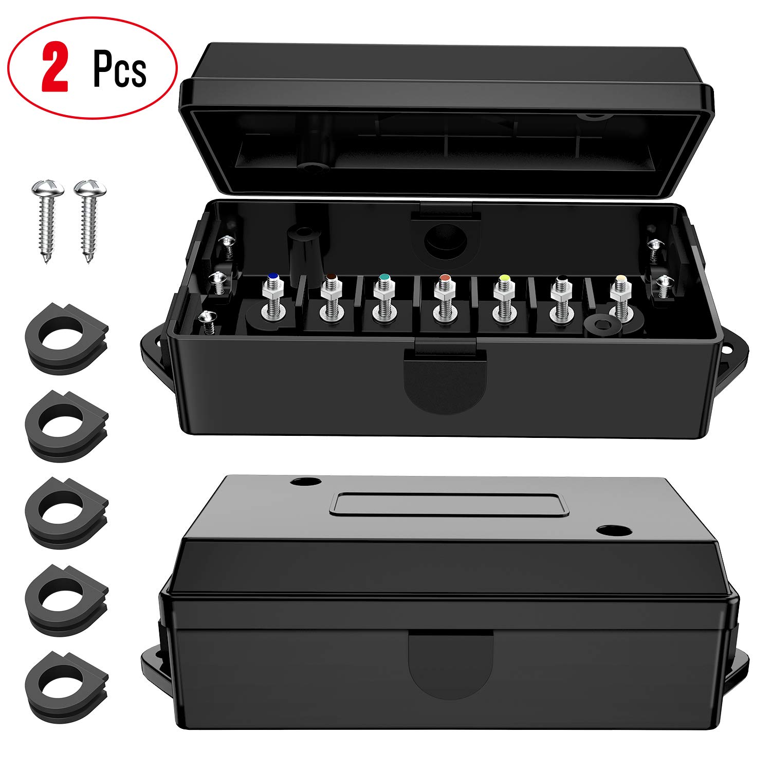 Buy Nilight 2PACK 7 Way Electrical Trailer Junction Box 7 Gang Trailer