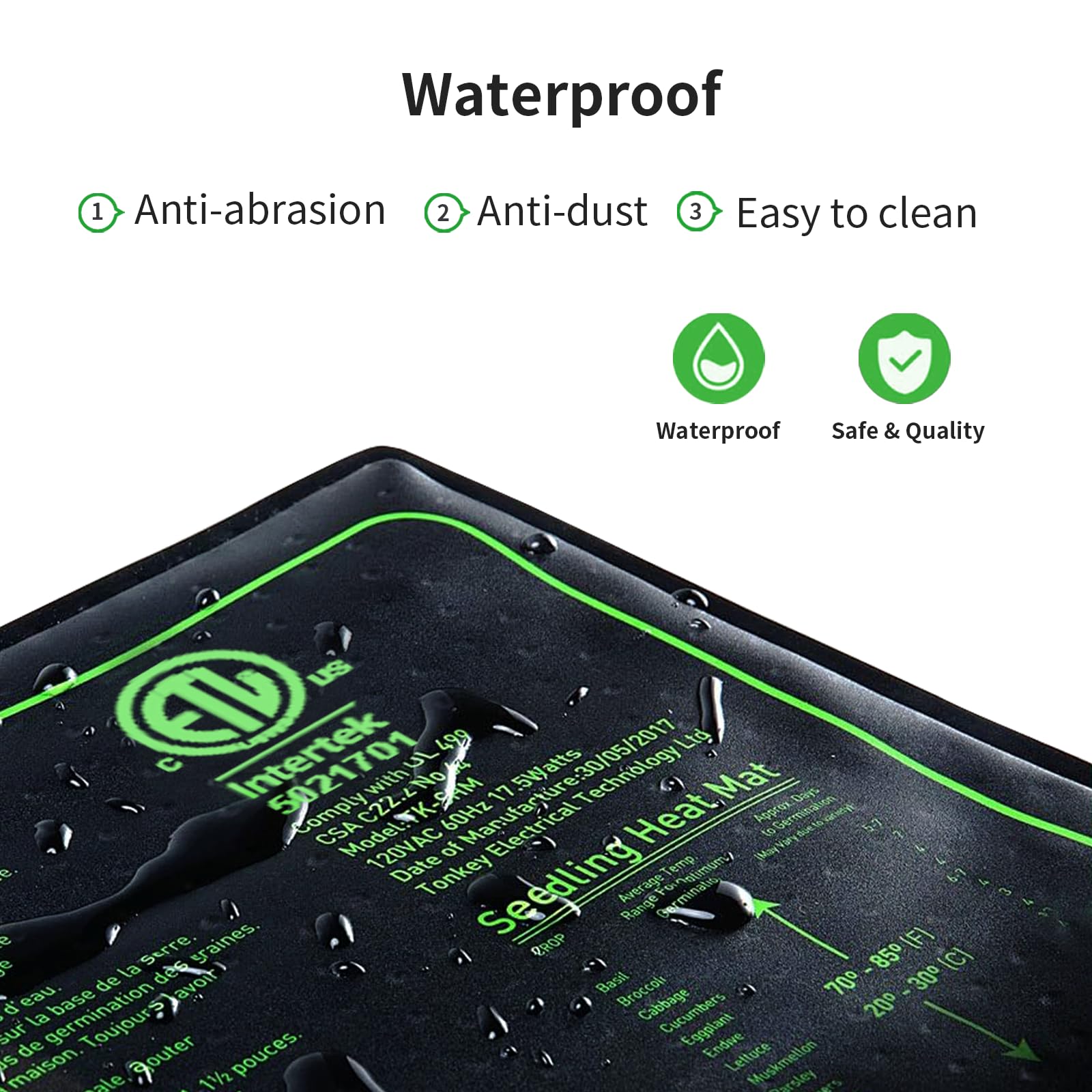 4-in-1-Setzling-Heizmatte, warmes Hydrokultur-Heizkissen für den Innenbereich, zum Brauen und für Gewächshäuser, langlebig, wasserdicht, Keimstation, Heizmatte (50,8 x 25,4 cm - Heizmatte)