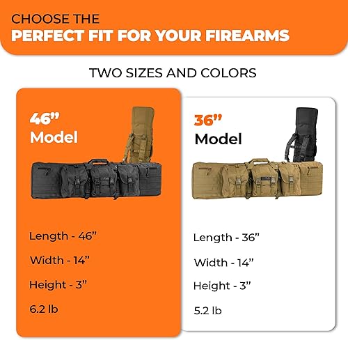 Vista 7 de TLO Outdoors Estuche doble para pistola de rifle, bolsa de rango suave, espacio para dos rifles, escopetas y almacenamiento para pistolas, pistolas