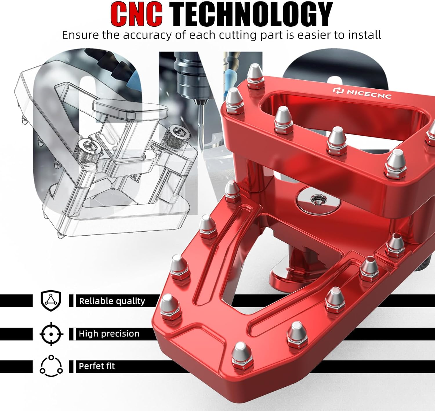 NICECNC Red Rear Expanded Foot Pedal Compatible with Honda CRF1000L Africa Twin 2016-2019, CRF1000L Africa Twin Adventure Sports 2016-2019, CRF1100L Africa Twin 2020-2025, See Fitment