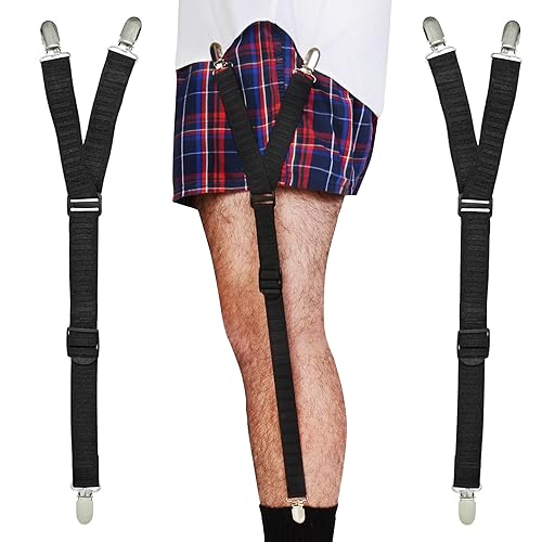 World's Best Shirt Stays for Men Police Military Made in the USA (Y-Style Black, Select Series) (1 Pair of Garters, Tuckers) - One Size (Adjustable) - Y Style Shirt Stays (Black)