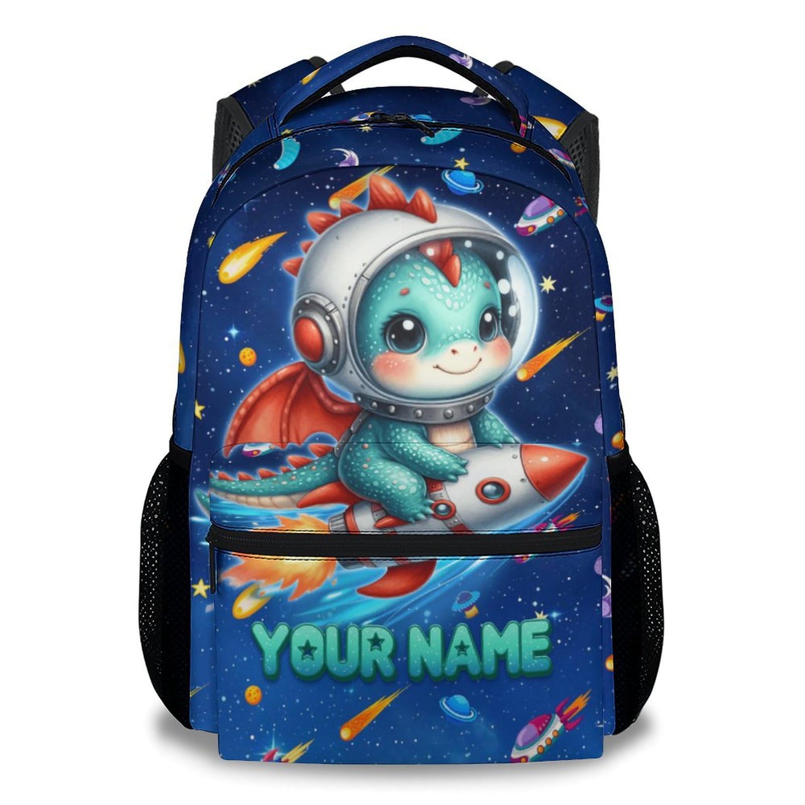 Backpack for Kids - Personalized Dragon Backpacks with Name for Girls Boys - Custom Toddler Bookbag Gifts for Daughter/Son - Planet School Bag for