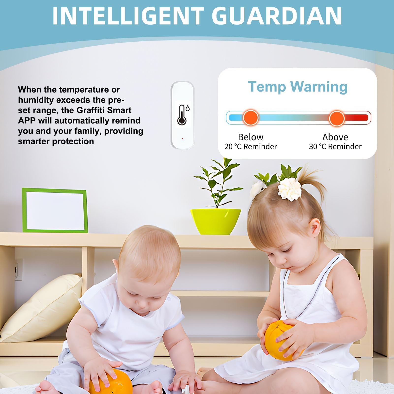 Thermomètre Hygromètre Connecté WiFi pour Intérieur et Extérieur Mini Thermomètre Connecté Wifi avec Smart Life/Tuya APP Mini Compatible Alexa Google Home pour Température Interieur et Humidité