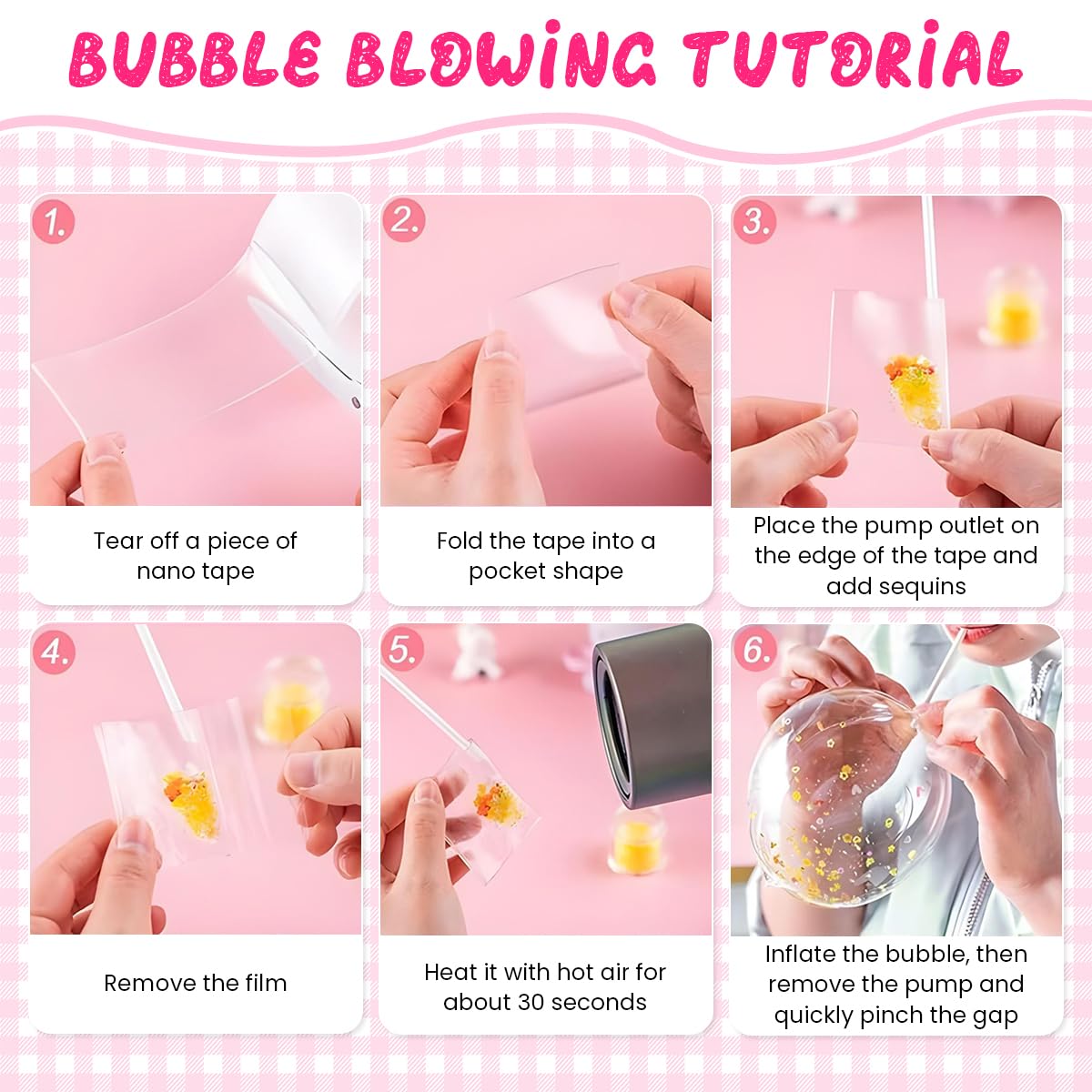 HASTHIP® DIY Nano Tape Bubble Clay Craft Kit for Kids,DIY Puffy Confetti Tape Art Kit,Squishy Making Maker for Kids Includes Assorted Decorative Fillings Stickers Children's Day Gift 4