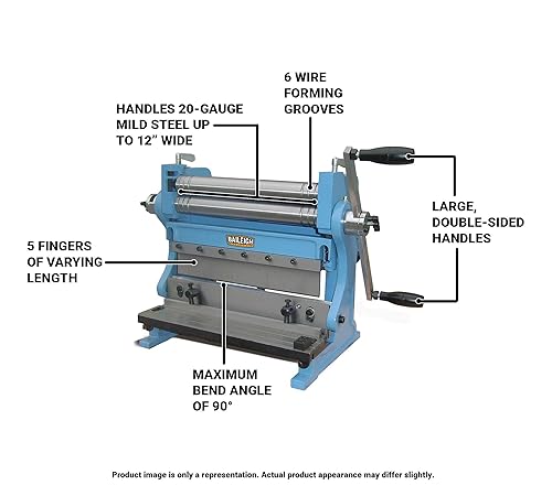 Miniatura 2 de Baileigh Rollo de freno de cizallamiento de 12 pulgadas, acero suave calibre 20 (modelo SBR-1220)