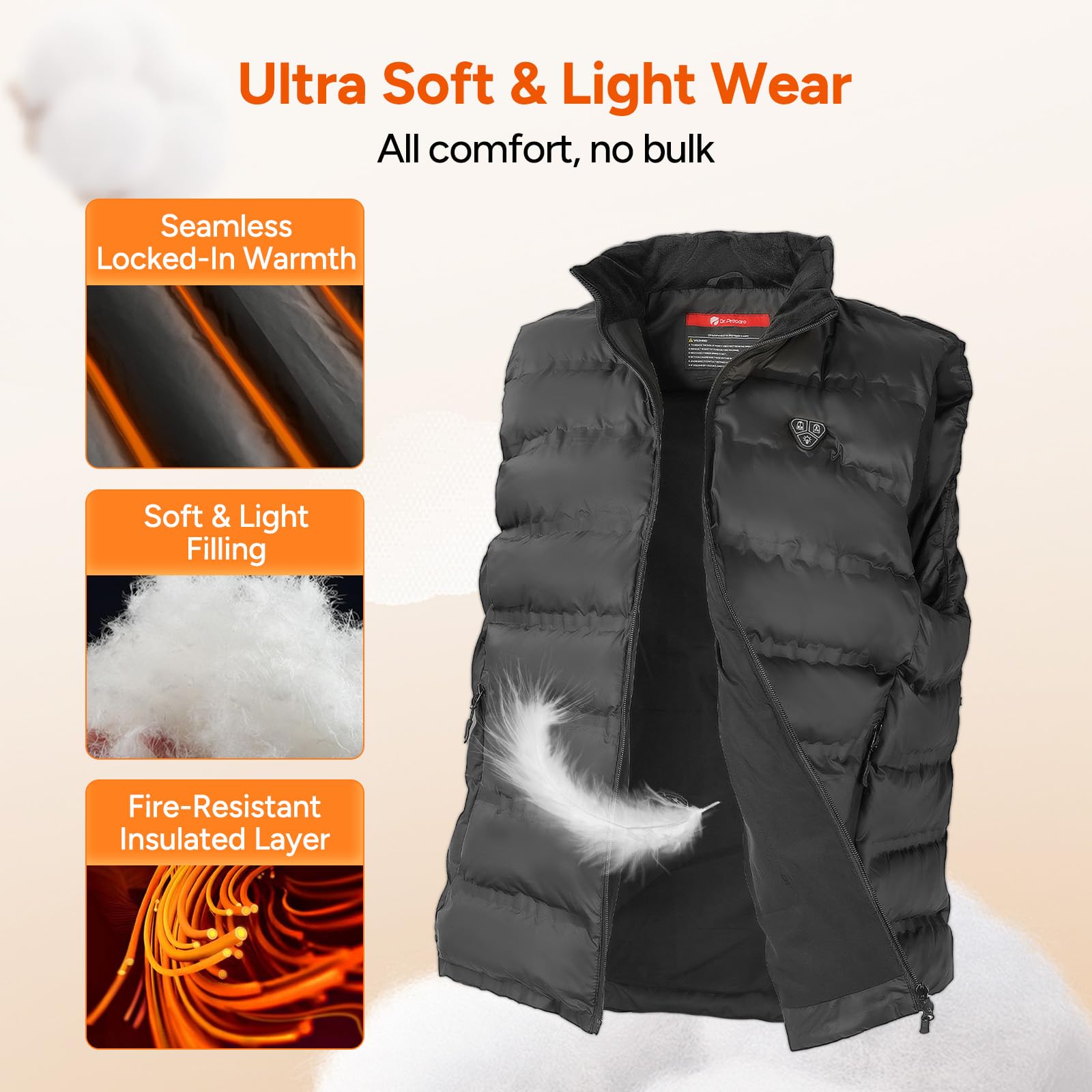 DR.PREPARE Heated Vest Chaleco térmico Unisex adulto (Pack de 1)