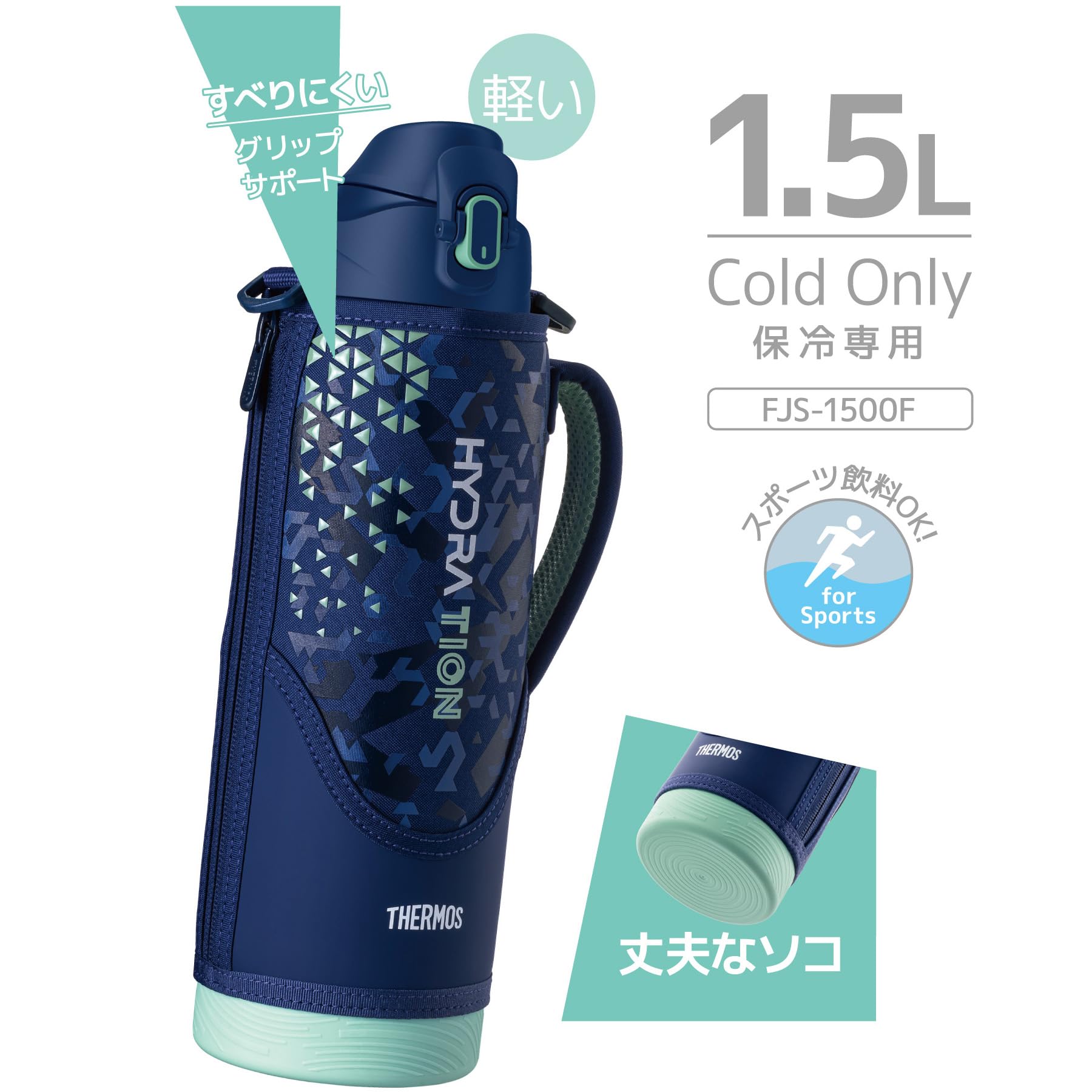 186000 新品未使用 Thermos サーモス 弁当箱・水筒 スポーツボトル ネイビーミント 真空断熱 [241203HM220092] Amazon｜サーモス 水筒 真空断熱スポーツボトル 1.5L ネイビーミント