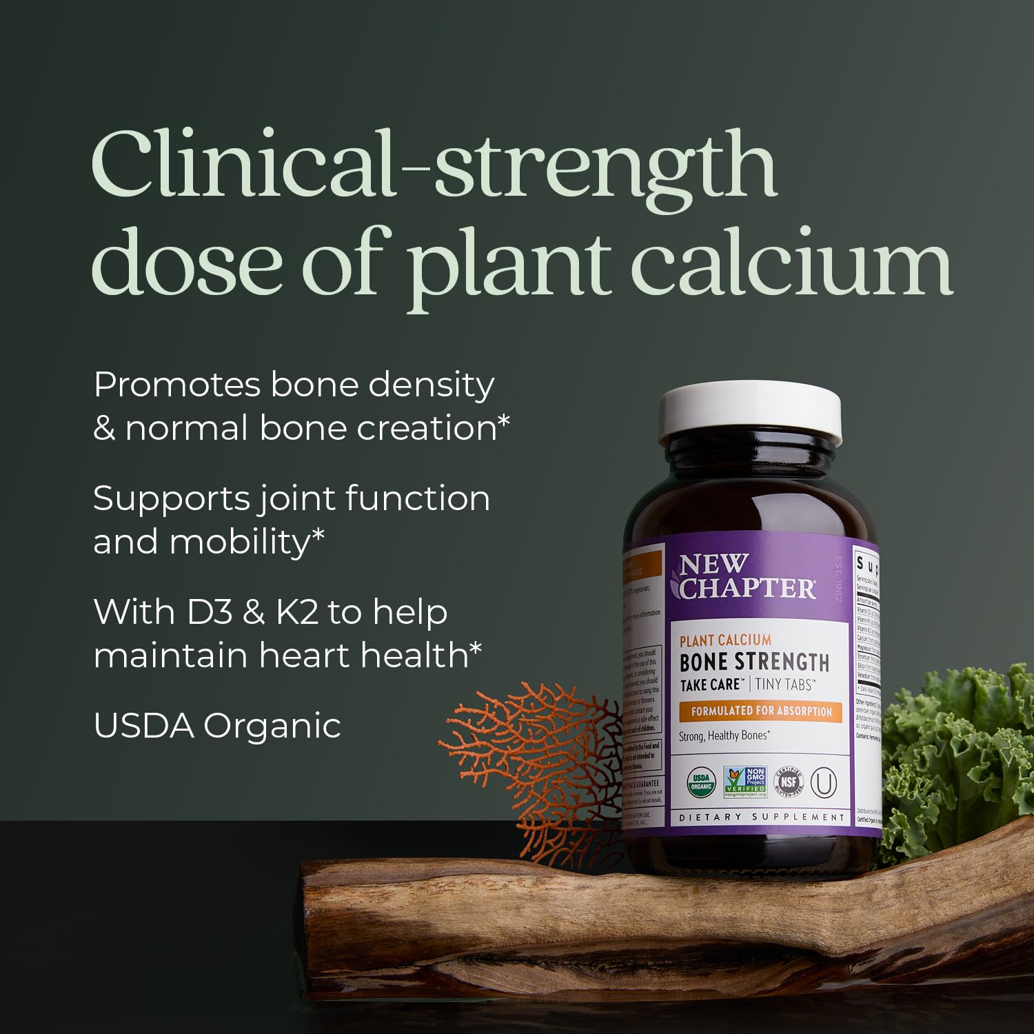 New Chapter Calcium Supplement - Bone Strength Tiny Tabs Organic Calcium with Magnesium, Vitamin D3+K2, 70+ Trace Minerals for Bone Health, Gluten Free, Easy to Swallow - 240 ct 5 New Chapter Calcium Supplement - Bone Strength Tiny Tabs Organic Calcium with Magnesium, Vitamin D3+K2, 70+ Trace Minerals for Bone Health, Gluten Free, Easy to Swallow - 240 ct - Image 3