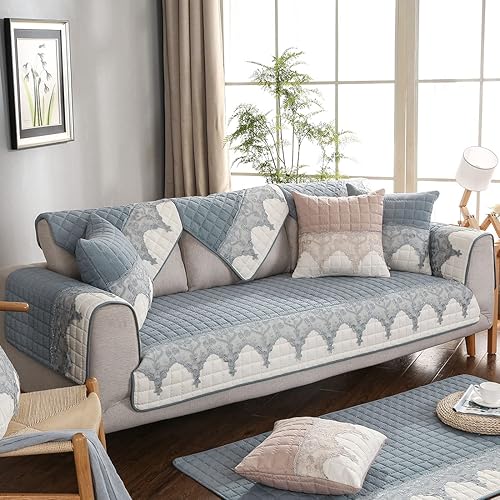 Miniatura 3 de vctops Funda de sofá de encaje bordado, funda acolchada para sofá modular, funda antideslizante para sofá, para perros, gatos y mascotas, para sofá