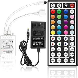 LED Strip Lights IR Controller,44 Key IR Remote with Power Adapter for Receiver SMD 5050 2835 3528 RGB LED Lights Strip