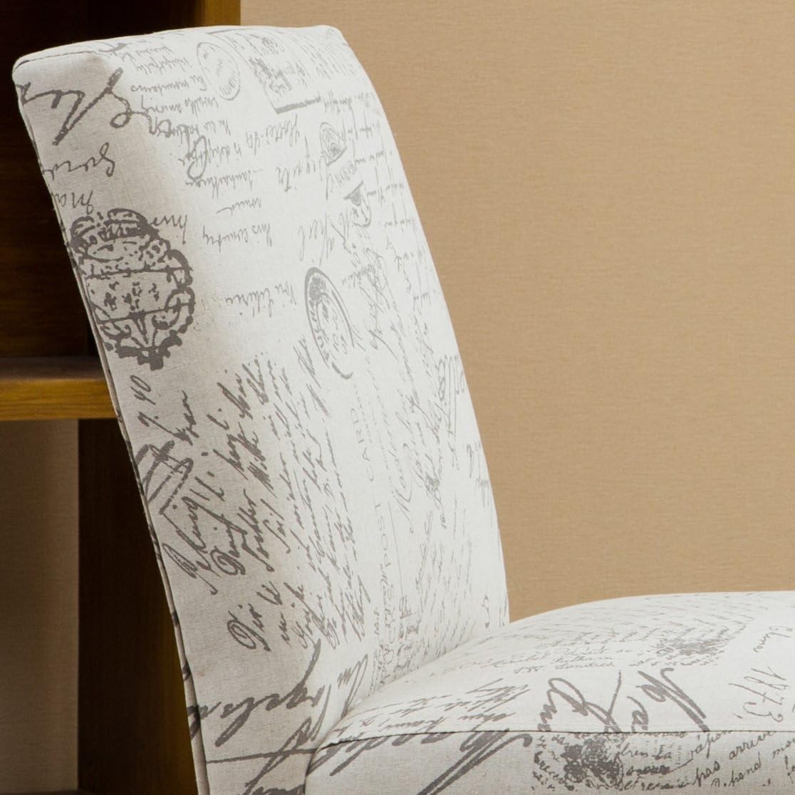 Roundhill Furniture Botticelli Fabric Armless Contemporary Accent Chair, Script Print