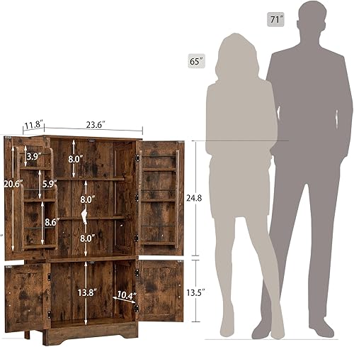 Vista 20 de usikey Armario de despensa de cocina de 72 pulgadas, armario alto de almacenamiento con 4 puertas y 1 cajón, armario independiente con 6 estantes