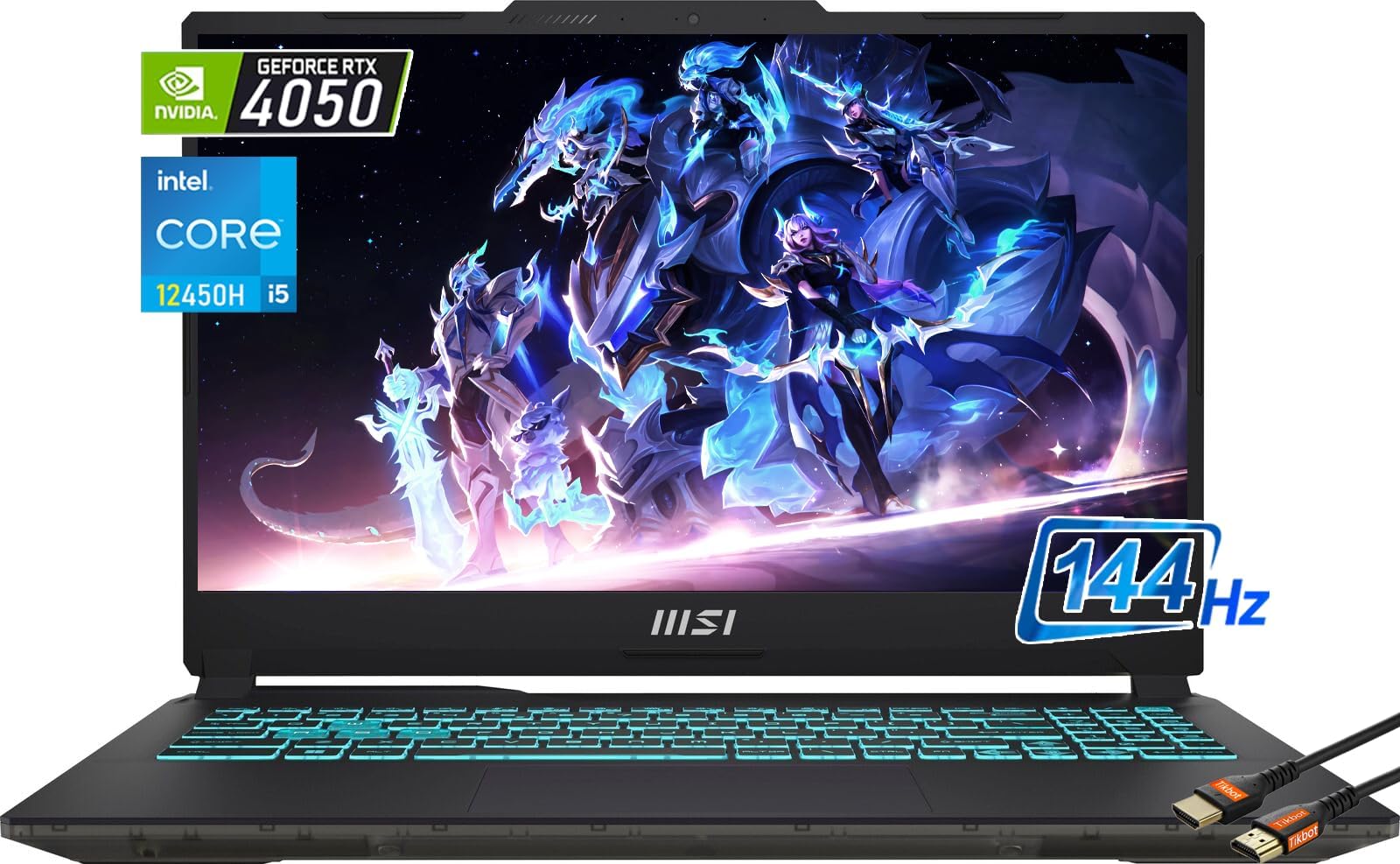 MSICyborg 15.6" FHD 144Hz Gaming Laptop | Intel i5-12450H | NVIDIA GEFORCE RTX 4050 | 8GB-4800MHz DDR5 RAM 512GB PCIe SSD | Windows11 Home | w/HDMI