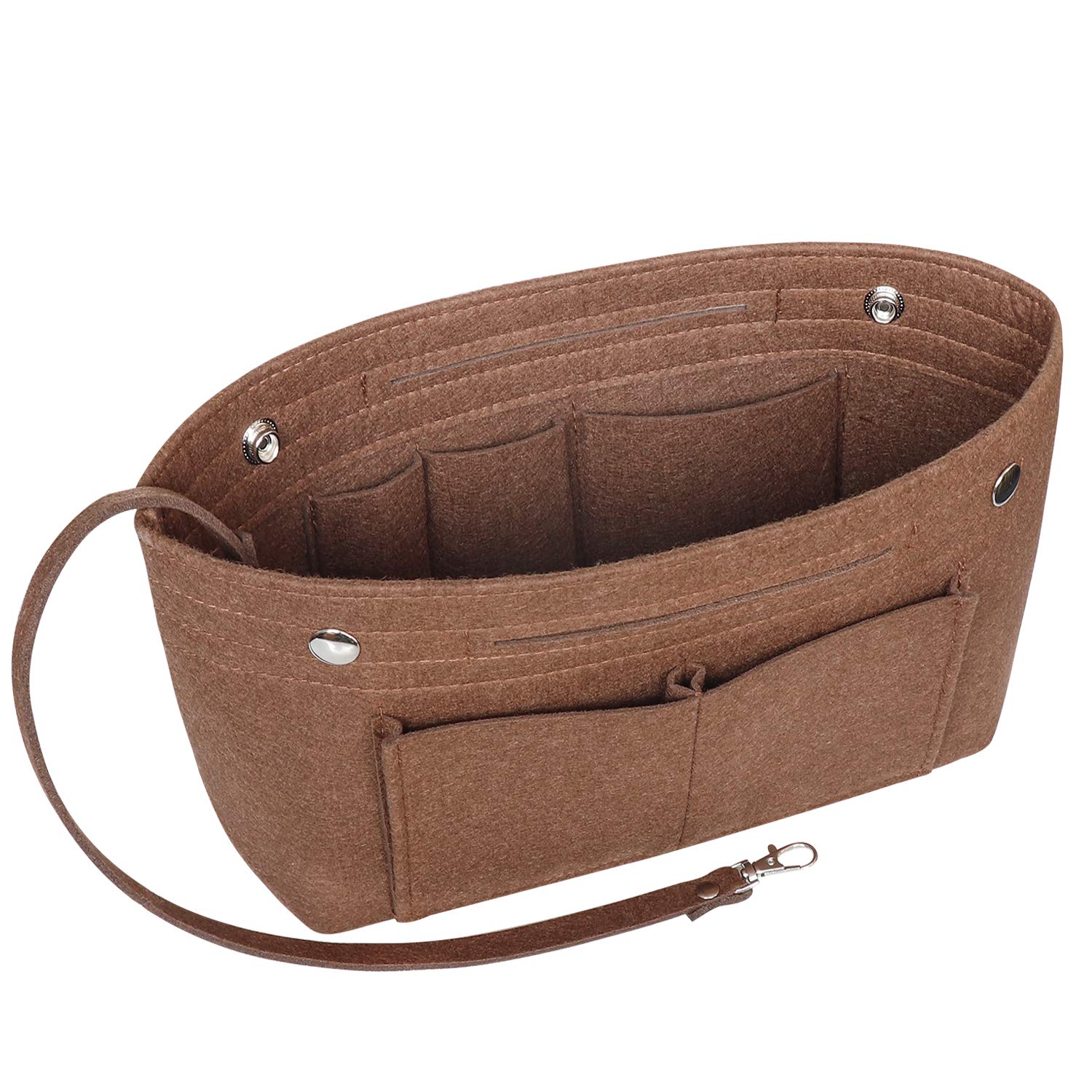 MISIXILE Felt Purse Organizer Insert Handbag Organizer,Tote Bag in Bag Organizer Fits Speedy Neverfull with Handles Keychain,Coffee-S