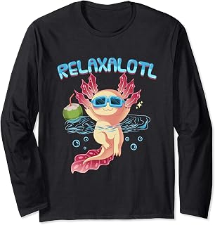 Relaxalotl Axolotl Viaje de Vacaciones Playa Natación Manga Larga