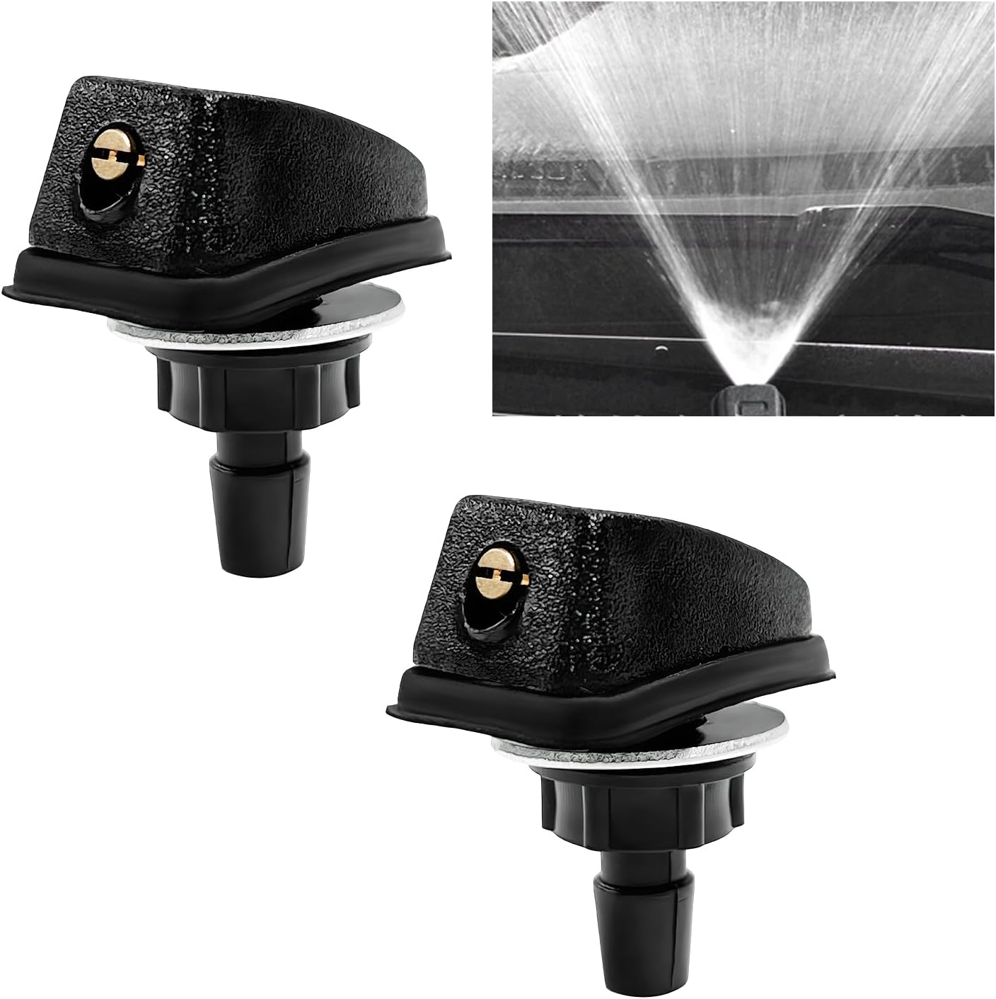 2PCS Car Front Windshield Washer Nozzle, Adjustable Fan-Shaped Automotive Windshield Sprayer Nozzle, Windscreen Wiper Water Sprayers Replacements for Most Cars Trucks Vans