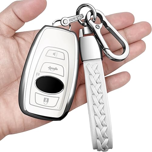 Autophone Compatible con funda para llavero Subaru con llavero de cuero, funda protectora de TPU suave de 360 grados para Forester CrossTrek Outback