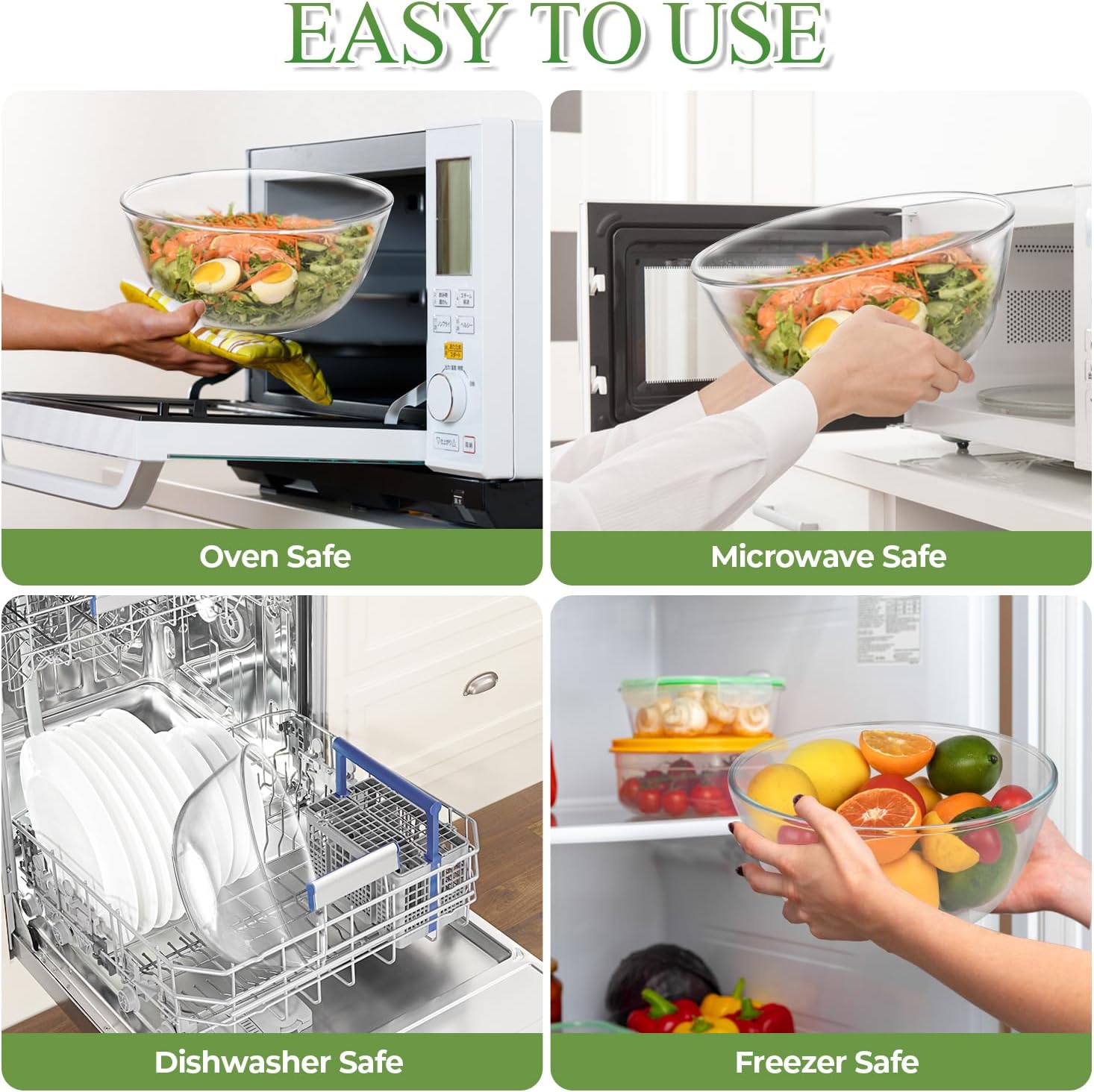 GEHE Glass Salad Bowl with Lid, 10.6Inch Large Trifle Bowl Glass Fruit Bowl, 4.7 Quart Large Capacity Serving Bowls for Salad, Pasta, Fruit, Dessert Display Cake, Microwave Safe - Image 6