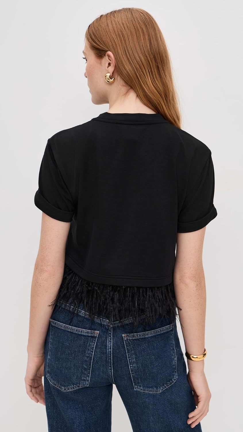 Cinq à Sept Women's Short Sleeve Cropped Feather Tee - Image 3