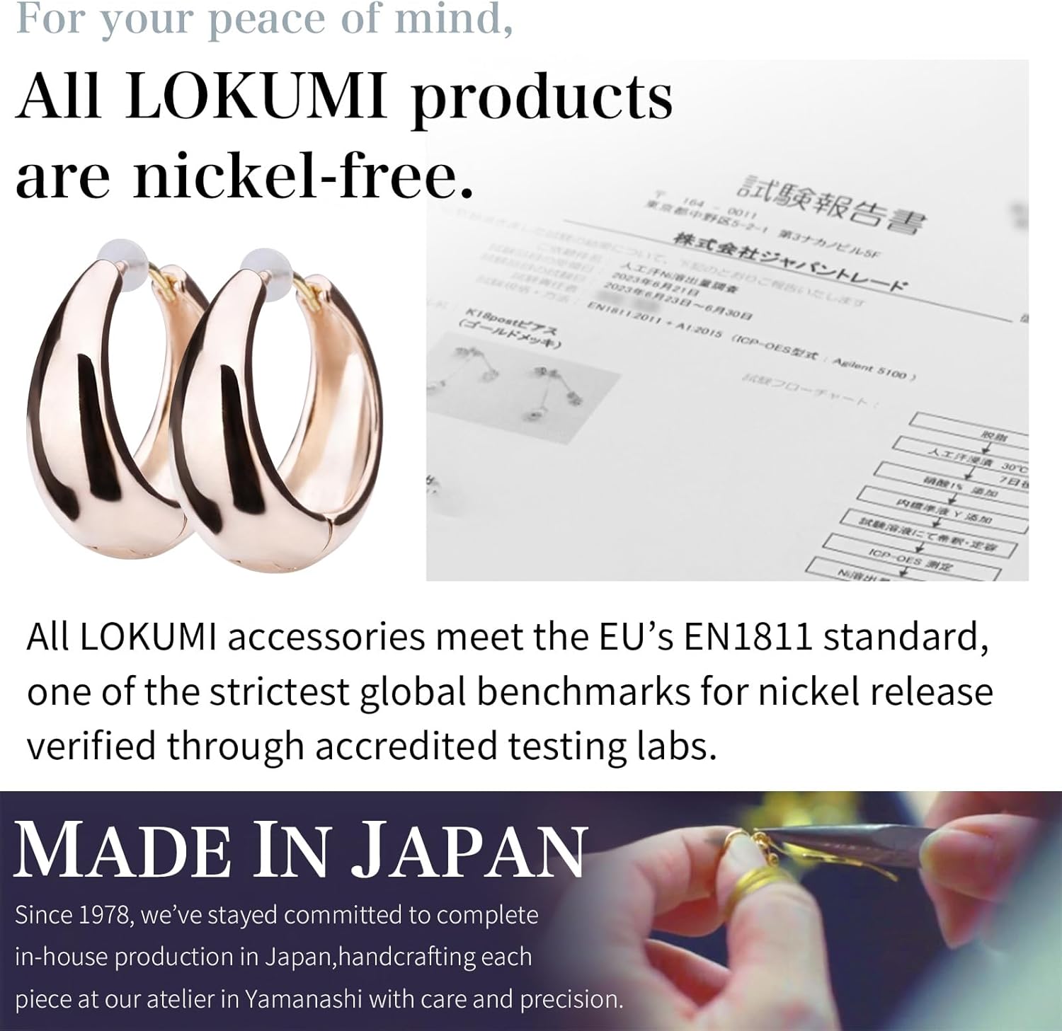 K18(18K) Post Drop-Silhouette Hoop Earrings | Hypoallergenic & Nickel-Free | Made in Japan | Available in 6 finishes: Silver, 24KGold, Pink Gold, MatteSilver, Matte24KGold, and MattePinkGold jkn-02