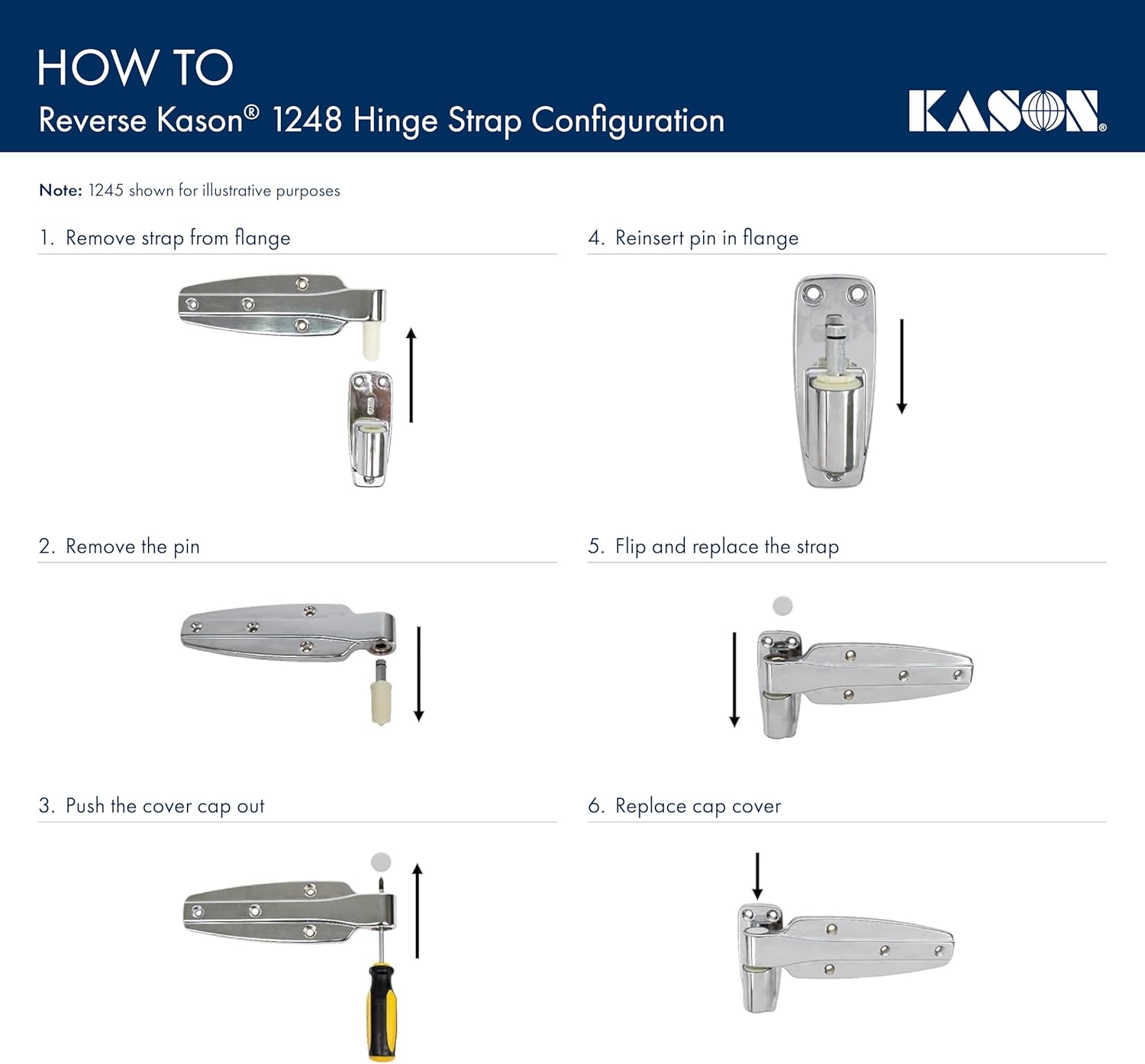 How to Reverse Kason 1248 Hinge Strap Configuration