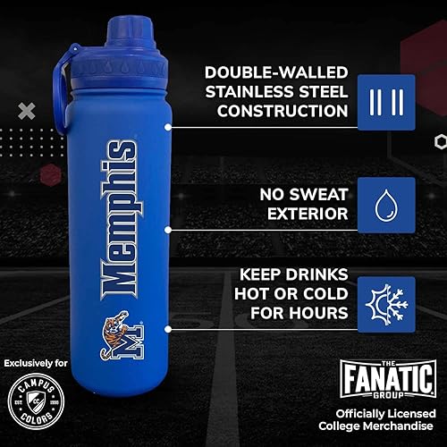 Vista 62 de Campus Colors Botella de agua de acero inoxidable de la NCAA, tapa giratoria, 24 onzas, clip de transporte, mantiene tus bebidas calientes o frías