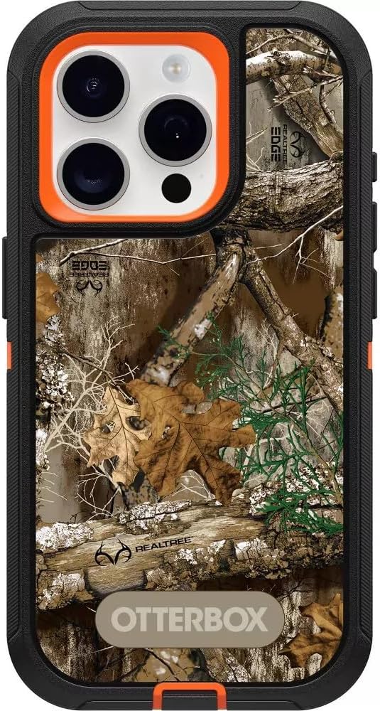 OtterBoxiPhone 15 Pro (Pack Only) - Defender Series Case - Realtree Blaze Edge (Camo) - Case only - Screenless - Sturdy & Durable - with Port Protection - Microbial Defence Protection
