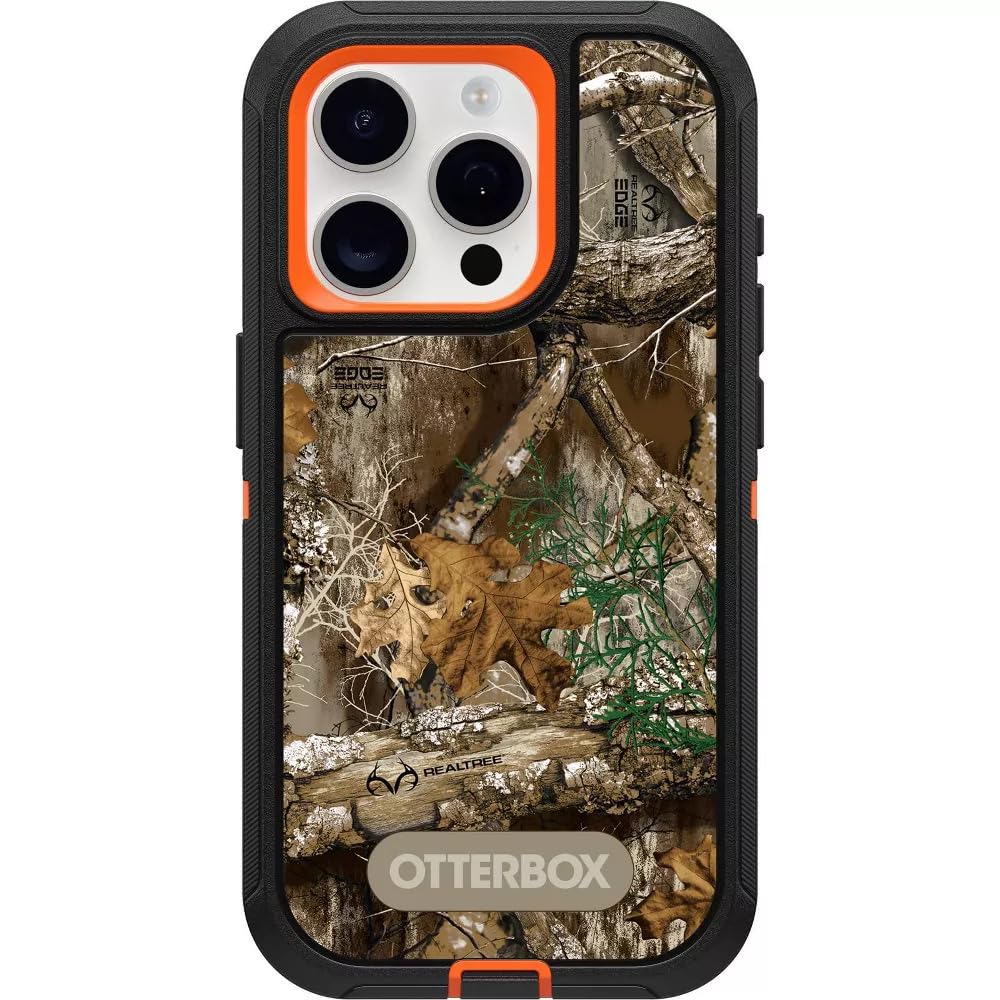 OtterBoxiPhone 15 Pro (Pack Only) - Defender Series Case - Realtree Blaze Edge (Camo) - Case only - Screenless - Sturdy & Durable - with Port Protection - Microbial Defence Protection