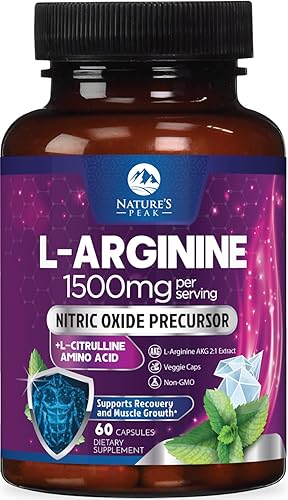 Suplemento de L-Arginina de 1000 mg Apoyo a la salud del corazón Refuerzo de precursor de óxido nítrico de alta calidad para mayor fuerza Sin