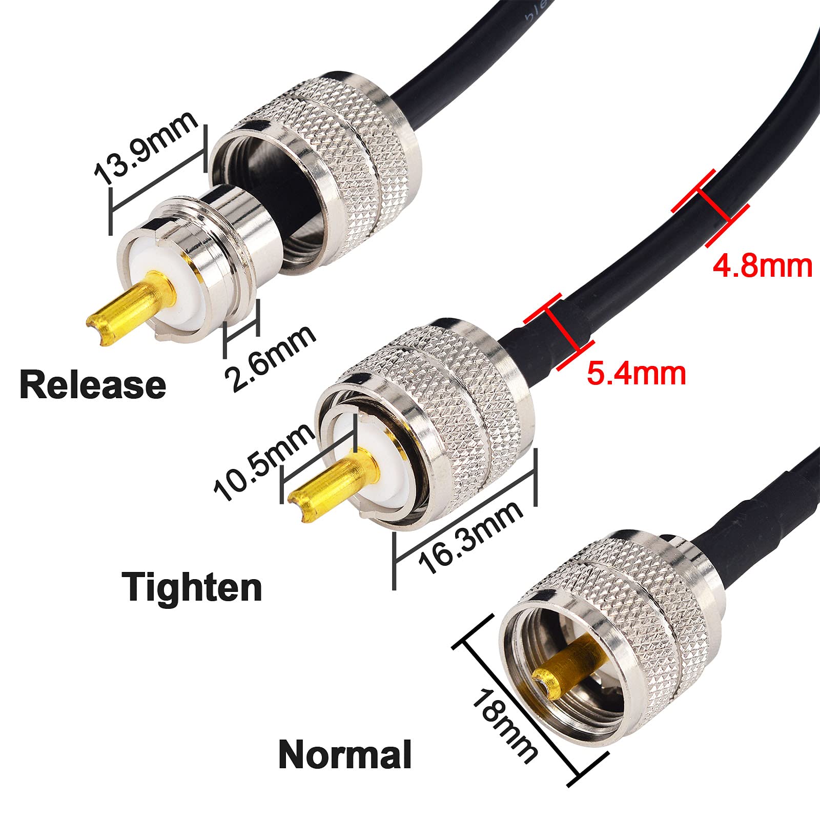 Cavo Antenna CB 15M/49,2ft UHF PL259 SO239 Maschio a Maschio Bassa Perdita RG58 VHF Marine Cavo Coassiale per HAM Radio, Antenna Analyzer, Dummy Load, SWR Meter, Broadcast