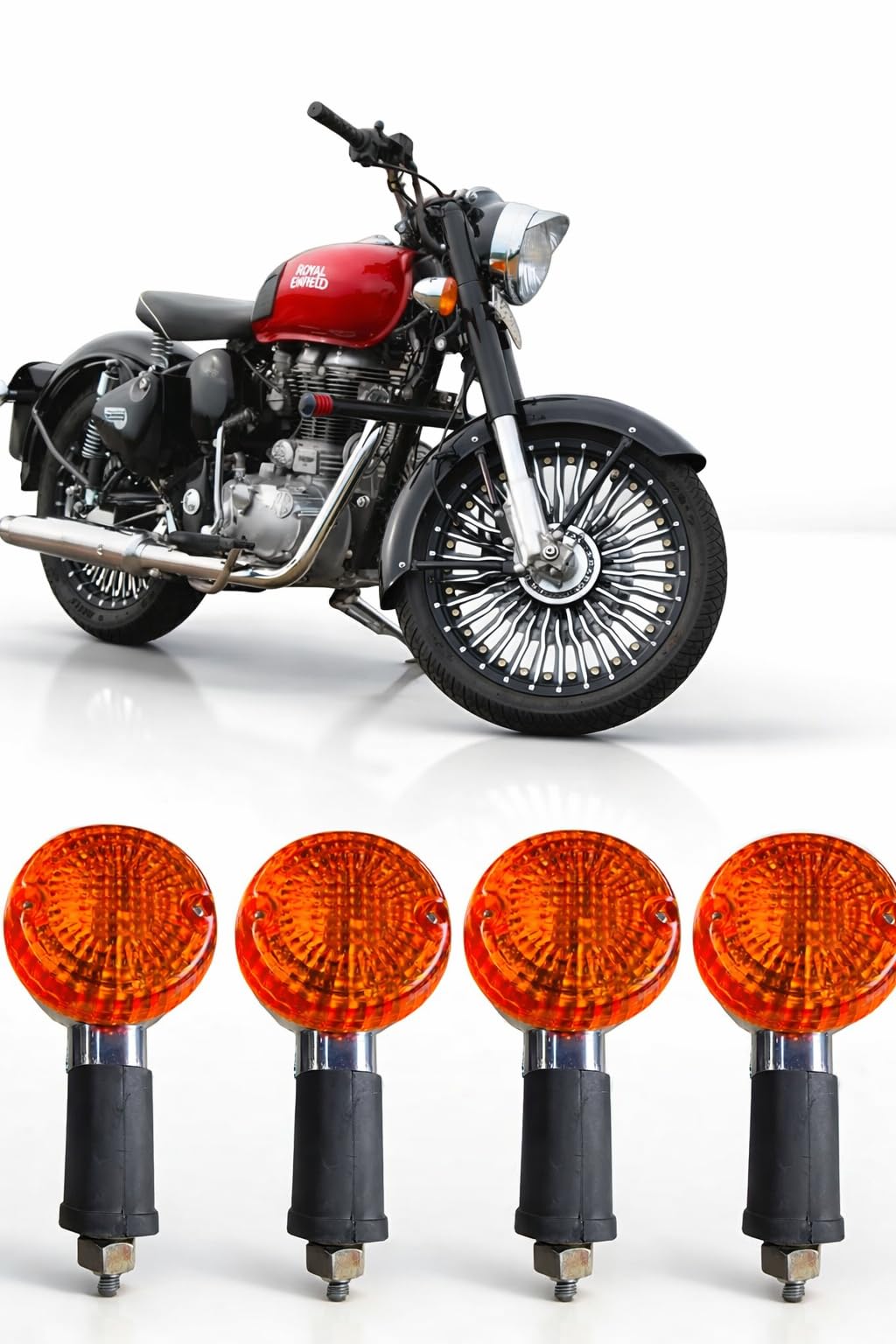 BIKEBLOOM Rear, Front Halogen Indicator Light for Royal Enfield Classic 350, Classic 500 (Orange) (Pack of 4)-image-38