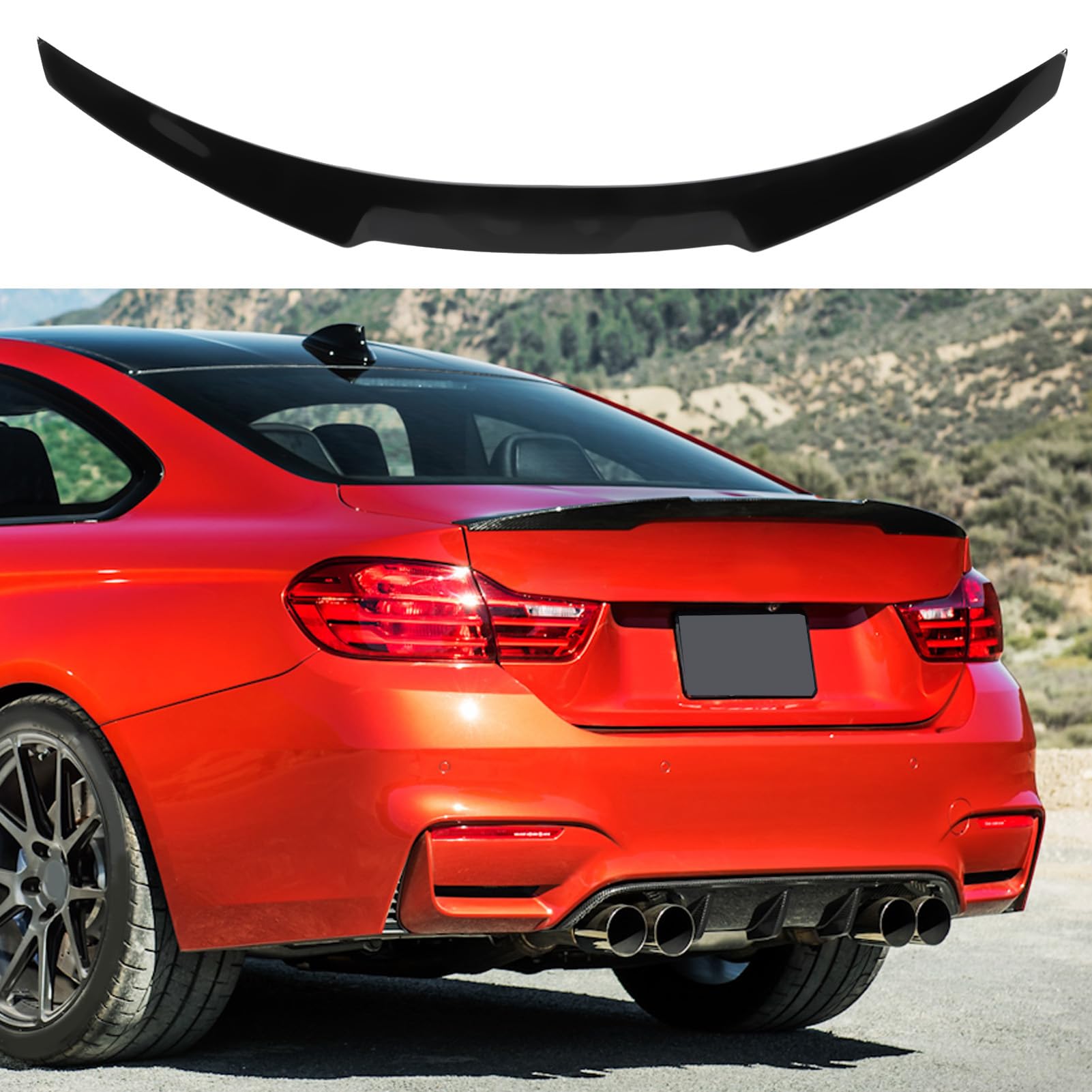 Qqmora Tylny Spojler Bagażnika Tylna Pokrywa Bagażnika Spoiler Skrzydło M4 Styl ABS Aerodynamiczny Sportowy Wygląd z Montażem Pasty do E90 Serii 3 4-drzwiowy Sedan 2006-2011 M3 Sedan (Błyszcząca