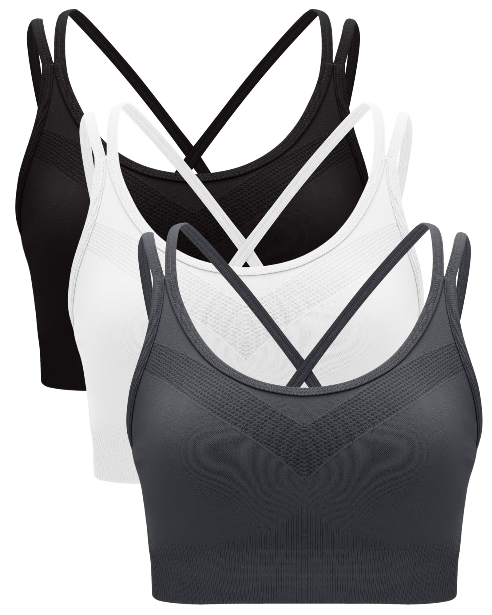 RUNNING GIRL Sports Bras for Women Pack Criss Cross Back Sexy Strappy Sports Bra Seamless Padded Yoga Bra with Removable Cups