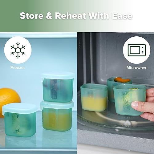 Miniatura 4 de haakaa Mini recipientes de almacenamiento de silicona para comidas, recipientes de silicona de 3 onzas con tapas herméticas, tarros de comida para