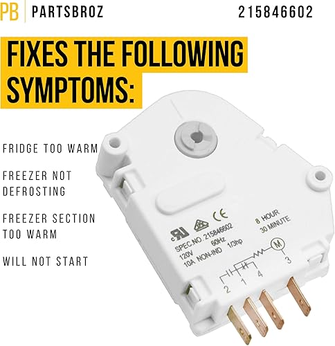 Miniatura 3 de Temporizador de descongelación para refrigerador 215846602 - Sustituye a AP2111929, 00624728, 00626234, 00628510, 00628518, 0628510, 08000559,