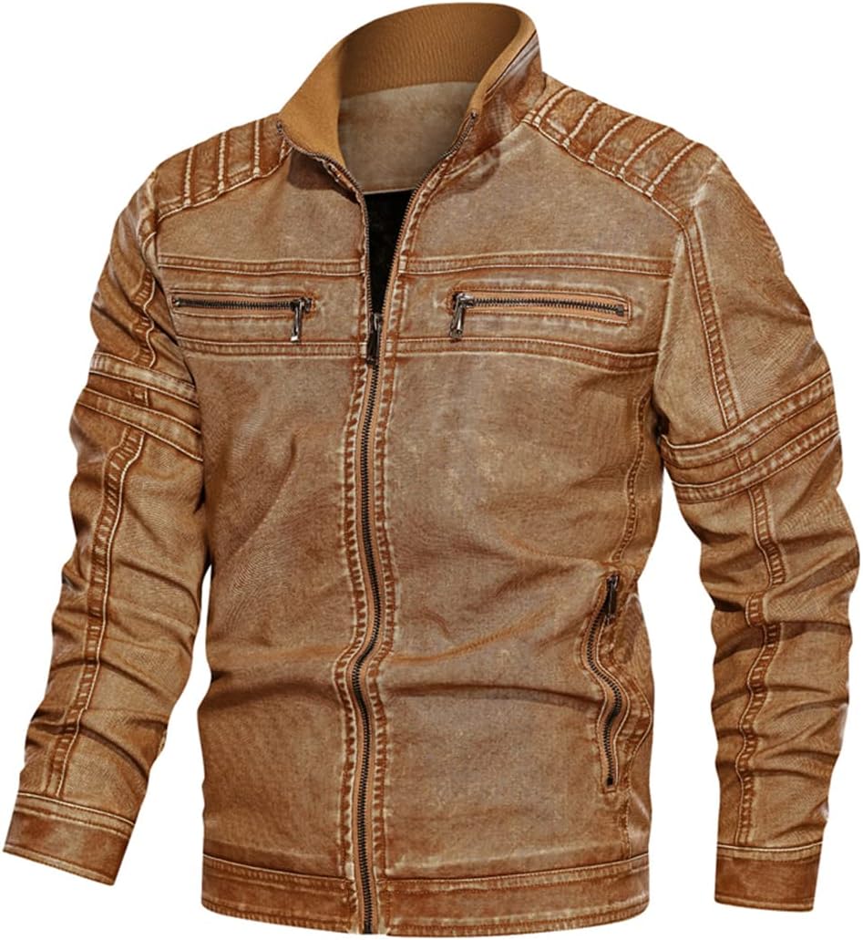 Autumn Winter Pilot PU Bomber Leather Jacket Men Military Faux Jacket Motorcycle Male Coat